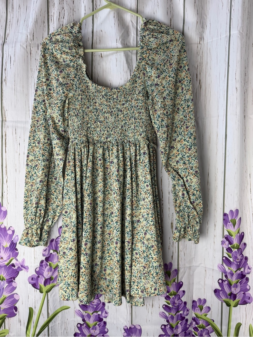 Floral Long Sleeve Mini Dress - Picture 5 of 6